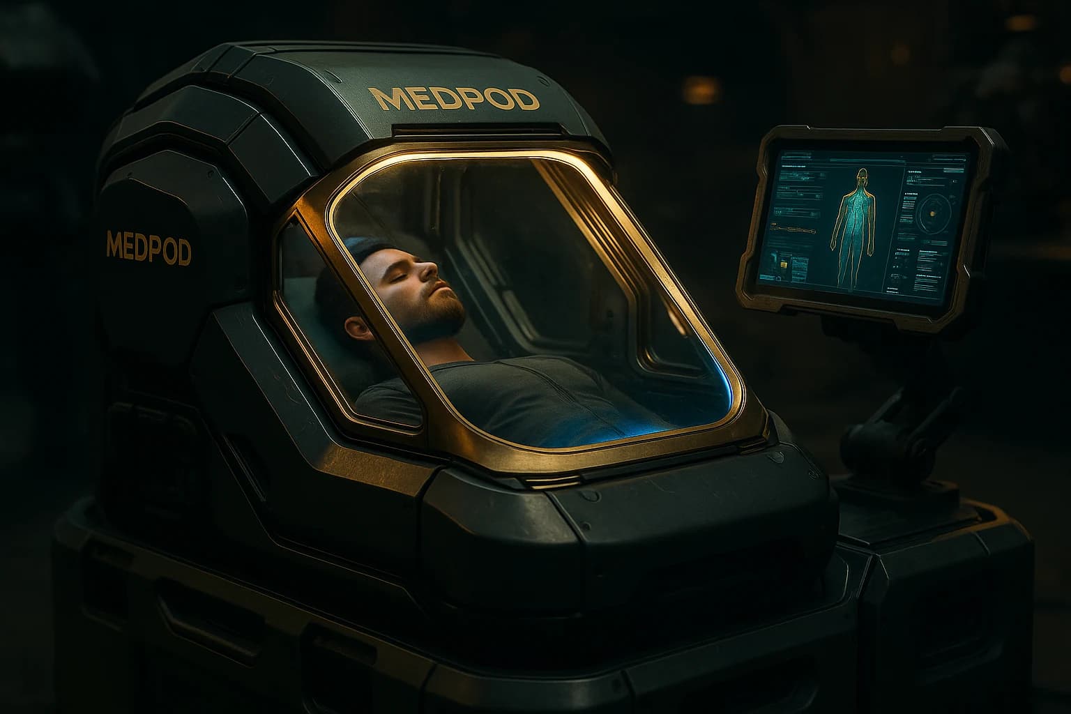 Concept rendering of a compact enclosed health technology pod